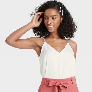 White Lined Camisole Adjustable Straps A New Day Size M